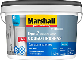 Краска латексная для стен и потолков Marshall Export 7 матовая BW (9л)
